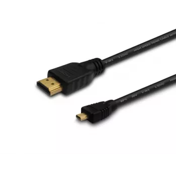 Cable HDMI SAVIO CL-39 1 m — Type-A (conector macho) a Type-D Micro (conector macho), HDMI 1.4, 4096x2160, ARC, Ethernet, contactos dorados, negro
