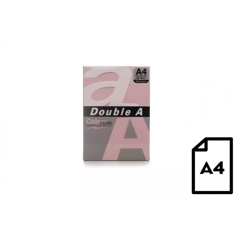 Papel de color Double A, 80 g, A4, 500 hojas, rosa