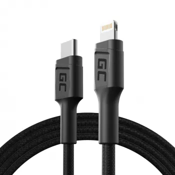 Cable Lightning a USB-C verde Cell KABGC07, 1 m, negro, Lightning (macho) a USB-C (macho), 480 Mbit/s