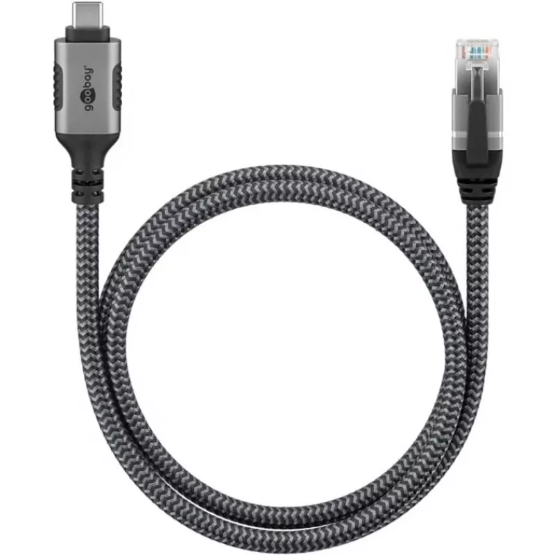 Goobay 70753 Cable USB-C a RJ45 Ethernet CAT 6 para conexión a internet por cable estable con router/módem/switch de red/sustituye adaptador USB a RJ45 / 1
