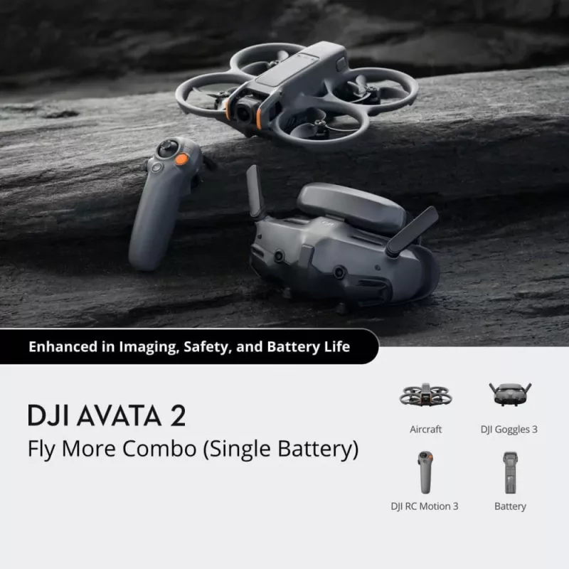 DJI Avata 2 Fly More Combo 1 batería 4 rotores 12 MP 3840 x 2880 píxeles Negro