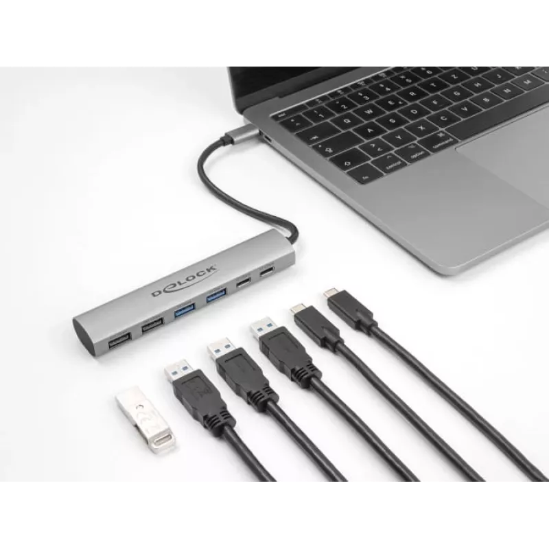 Dock para portátil DeLOCK 64232 con cable USB 3.2 Gen 1 Type-A Type-C gris