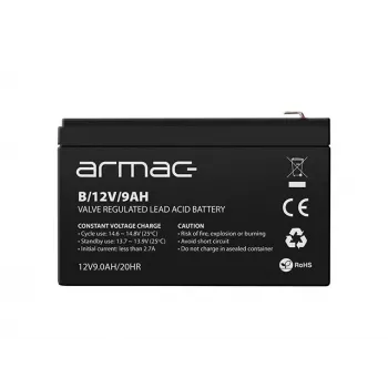 Batería para SAI ARMAC B/12V/9AH — batería de plomo AGM 12V 9Ah, carga 1,8A, descarga máx. 122A, carcasa ABS, 65×151×94 mm