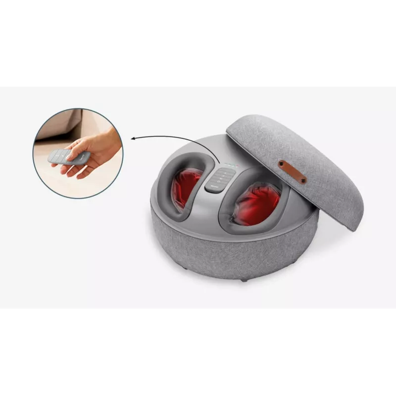 Masajeador de pies Beurer Shiatsu FM 120 2 en 1 gris — masajeador eléctrico de pies y tobillos, rodillos Shiatsu, intensidad ajustable