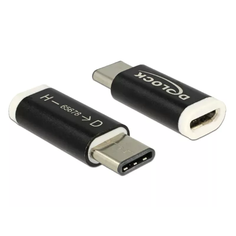 Delock - adaptador USB - 24 pines USB-C (macho) a Micro-USB Type-B (hembra) - USB 3.1 - negro (65678)