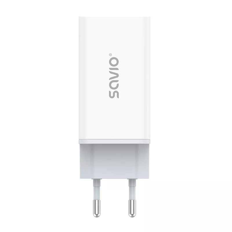 SAVIO LA-07 Fuente de alimentación GaN 65W, USB, QC4.0+, PD 3.0, Blanca