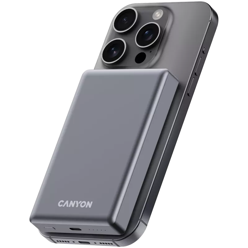 Canyon OnCharge 510 - Batería externa - 10.000 mAh - entrada USB-C - salida USB-C PD 20W + Wireless Magnet