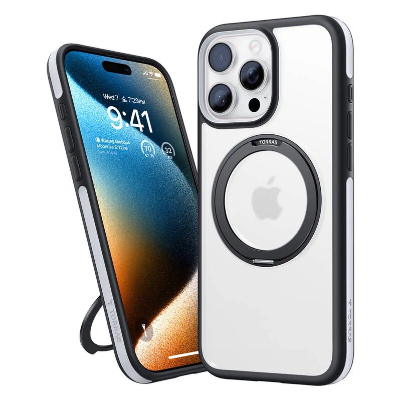 Funda protectora Torras Ostand R Fusion para iPhone 16 Pro Max – negra