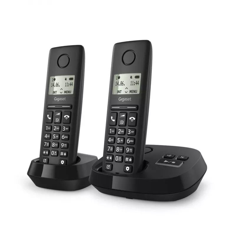 Teléfono inalámbrico analógico/DECT Gigaset PURE 100A Duo — 2 auriculares, manos libres, identificación de llamadas, pantalla de 1,5