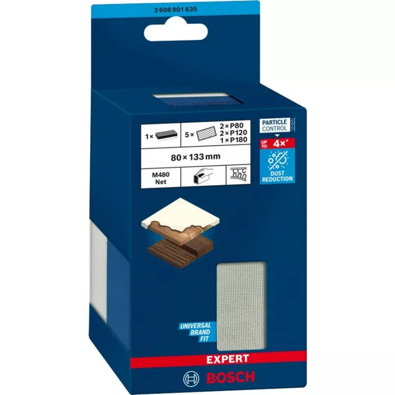 Malla de lijado Bosch 2608901635 reducción de polvo para madera y pladur, compatible con velcro, grano grueso no especificado