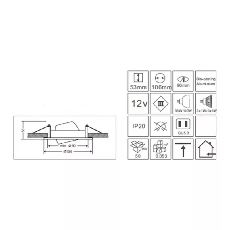 Synergy 21 LED Retrofit GU10 / GX5 - 3 kit de plafón empotrable D05-plata