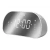 Radio reloj Muse M-170CMR — radio reloj digital, pantalla LED de 1,2 pulgadas, FM, AC 230V, respaldo AAA, espejo/blanco