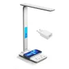 Media-Tech MT222 Leditou lámpara de escritorio LED con cargador inalámbrico Qi de 15 W, reloj, alarma, termómetro, blanca