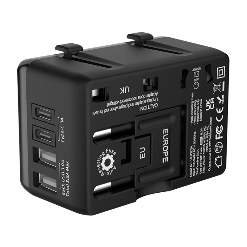 Adaptador de viaje BlitzWolf BW-TA1 4 en 1 con 2× conectores USB PD 20W