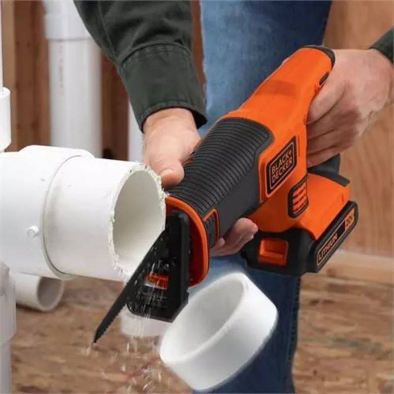 Black & Decker BDCR18-QW Sierra de sable negra, naranja