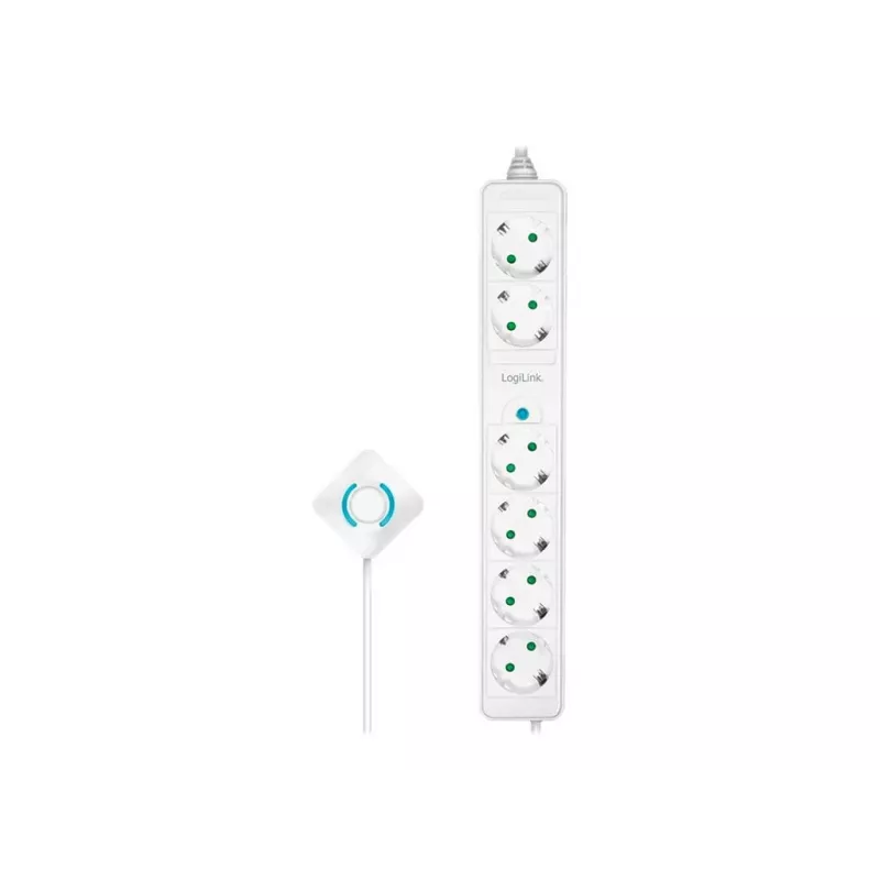 Extensión de alimentación LogiLink LPS271 1.5m 6 Tomas de CA Interior Blanco