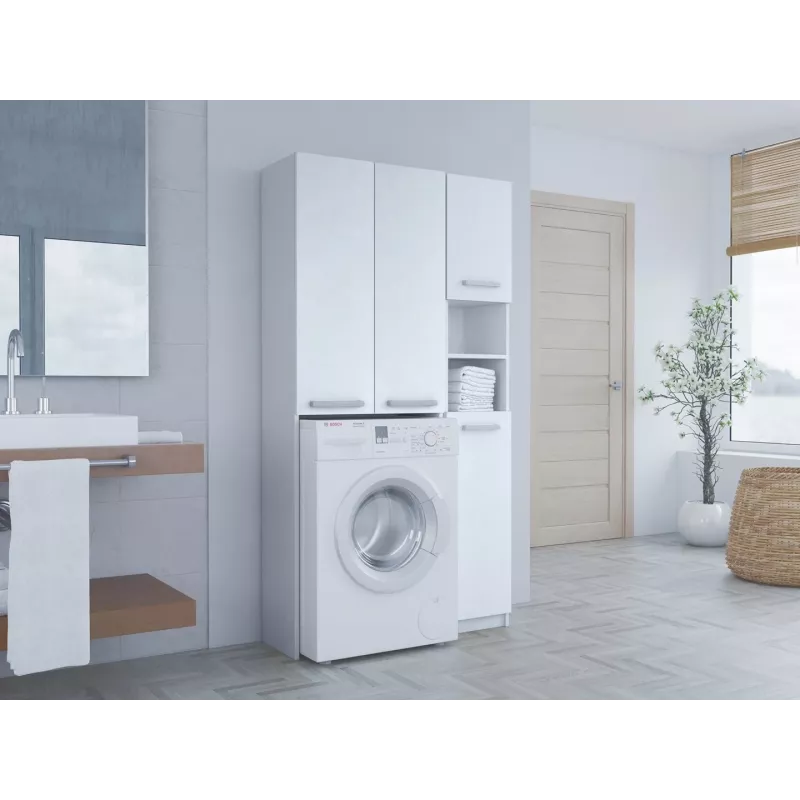 Armario de baño Top-E-Shop MARPOL DD BI – independiente, blanco, 10 estantes
