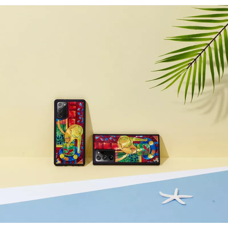 Funda protectora iKins para Samsung Galaxy Note 20 con diseño gato y pez rojo