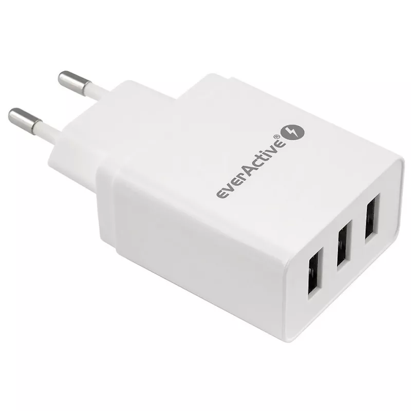 Everactive CARGADOR DE TELÉFONO 3X USB 3, 4A BLANCO