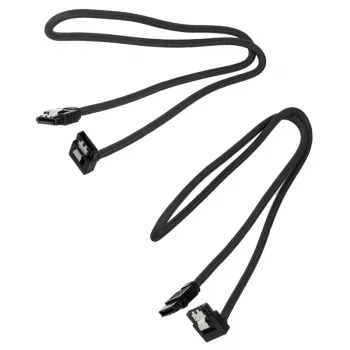 Corsair CC-8900282 cable SATA Premium con malla, acodado, 60 cm, negro, pack de 2