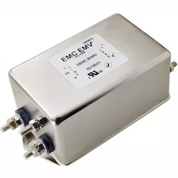 Akyga EN2020-20-S Filtro EMC monofásico, 20 A, 120-250 V AC, 50/60 Hz, conexiones roscadas M4