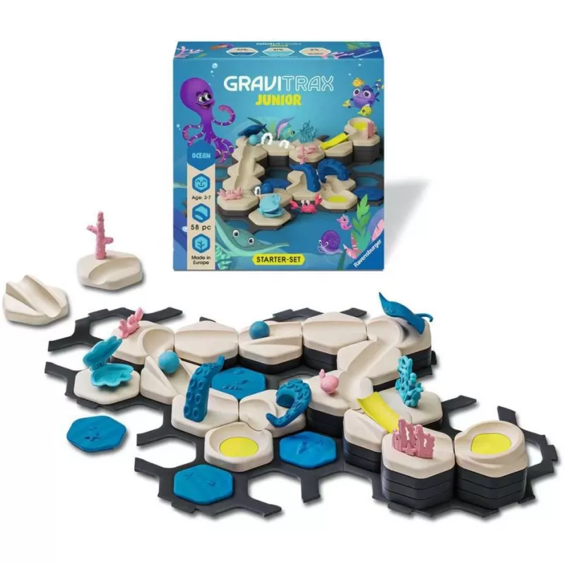 Constructor de pista de canicas Ravensburger GraviTrax Junior Starter-Set S recorrido desierto, modelo 24585