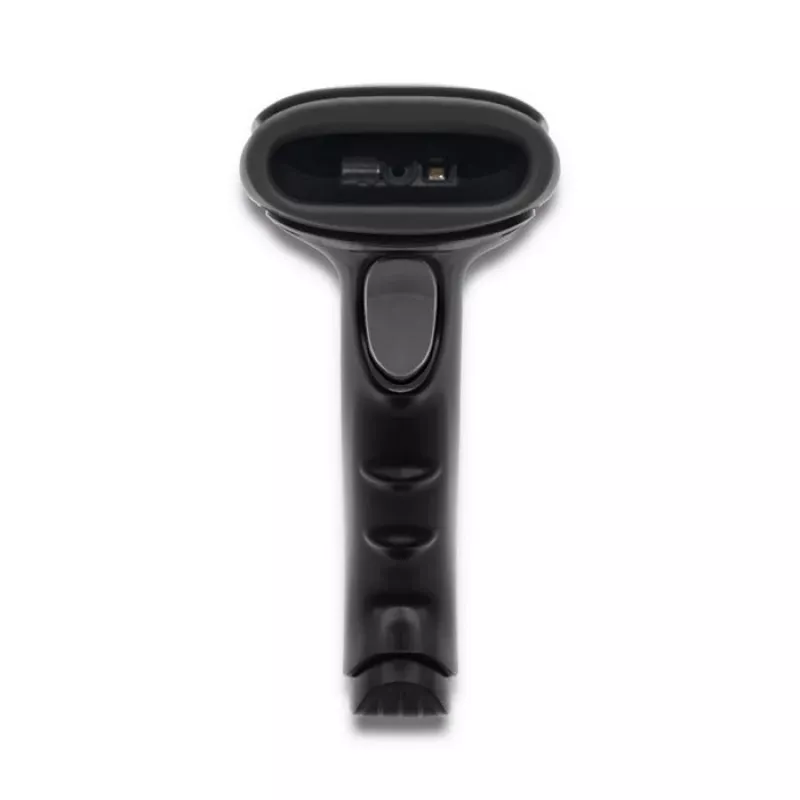 Lector de códigos de barras de mano QOLTEC 50868 — escáner láser 1D/2D, USB con cable e inalámbrico, distancia de trabajo 600 mm, negro