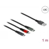 Delock - Cable Lightning, solo para carga - USB macho a Micro-USB Type B, Lightning, USB-C macho - 1,0m - Negro (87277)