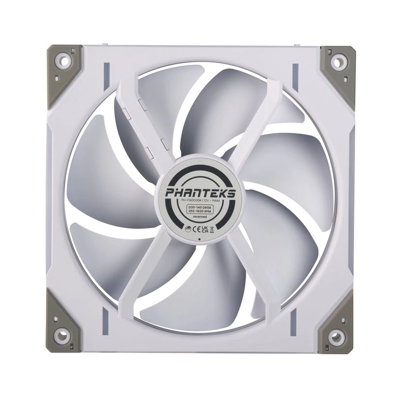Ventilador de caja Phanteks D30-140 140 mm Blanco PWM pack de 3 — 140x30 mm, 250–1800 rpm, FDB
