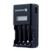 Cargador de baterías everActive NC450B — cargador de 4 celdas AAA, 110/230V AC, negro