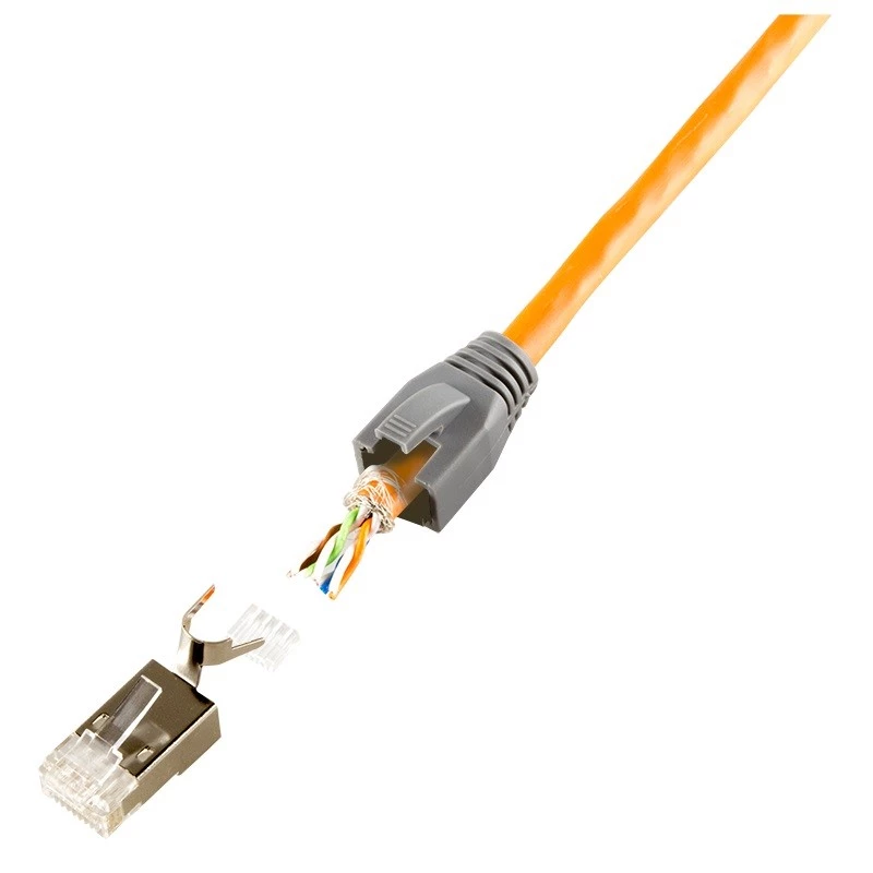 Conectores RJ45 Cat 6, 6A, 7 apantallados, paquete de 50 uds.