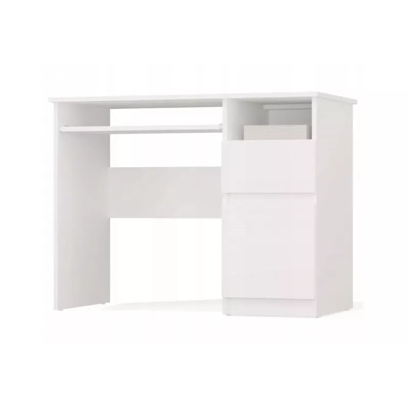Escritorio top e shop PORTO derecho blanco, tablero rectangular de aglomerado 985×510×755 mm, 1 cajón, bandeja para teclado