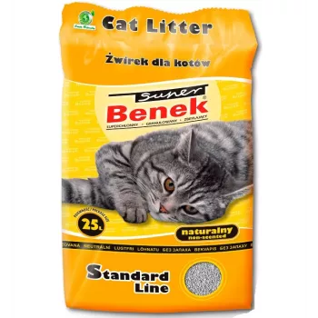 Arena aglomerante para gatos Super Benek Compact Natural 25 L — granulado de bentonita, gris, biodegradable, neutralizante de olores
