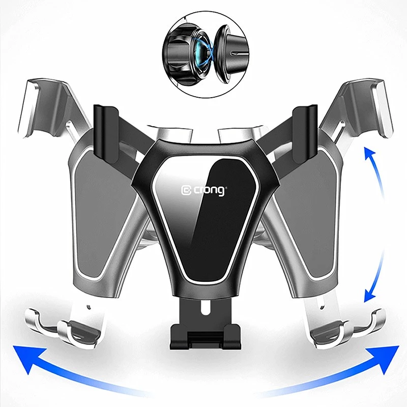 Soporte para coche Crong CRG-CH4-BLK para smartphones — diseño compacto ajustable