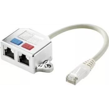 Renkforce RJ45 adaptador en T de red CAT 5e [2x conector hembra RJ45 - 1x conector macho RJ45] 15,00 cm metal (RF-4538140)