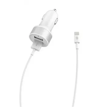 Cargador de coche Devia Smart Series Dual USB 2.4A con cable Lightning integrado