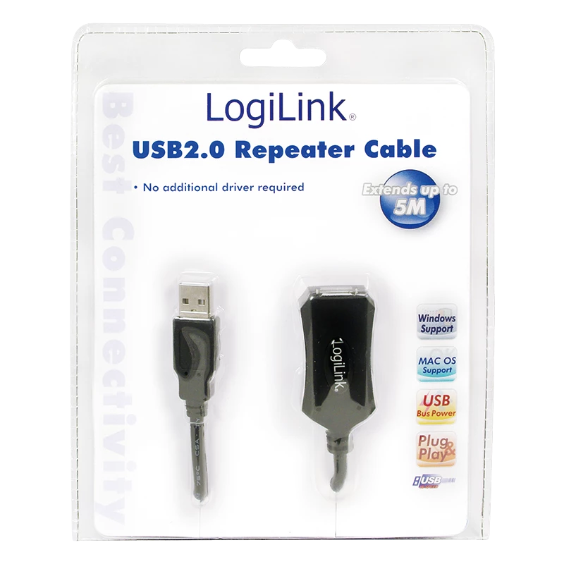 LogiLink Cable repetidor USB 2.0 - 5,0 m Cable USB 5 M USB A
