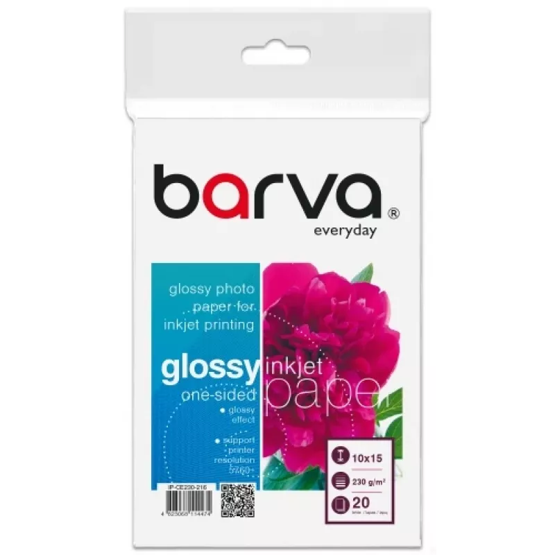 Papel fotográfico Barva (IP-CE230-216) Everyday Glossy 230 g/m², 10x15 cm, 20 hojas
