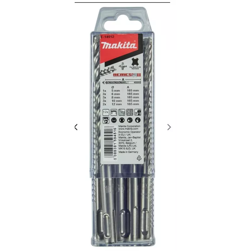 MAKITA JUEGO DE BROCAS SDS+ 12 uds. NEMESIS 2