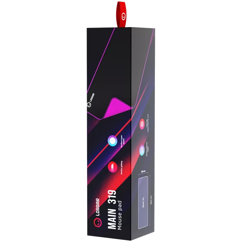 Lorgar Main 319, Alfombrilla gaming para ratón, superficie de alta velocidad, base de goma antideslizante morada, tamaño: 900 mm x 360 mm x 3 mm, peso 0,6 kg
