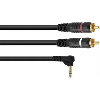 Cable adaptador Omnitronic jack de 3,5 mm a 2x RCA 90° 1,5 m (modelo 30225010)
