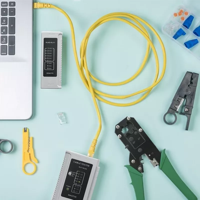 Herramienta de crimpado y corte QOLTEC 54381 — Alicate de crimpado para conectores de red modulares y cortacables