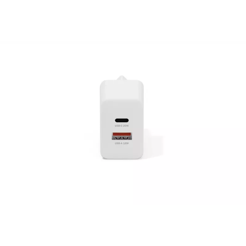 Cargador USB de pared DIGITUS 20W, 1x USB-C, 1x USB-A, entrada 100–240V, blanco