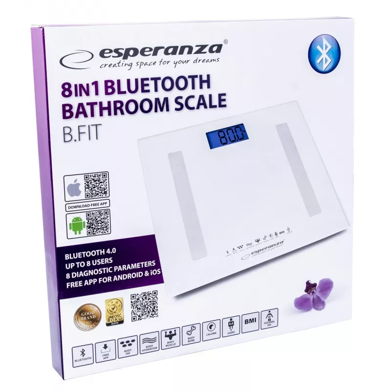 Esperanza EBS016W báscula de baño cuadrada blanca báscula de baño electrónica