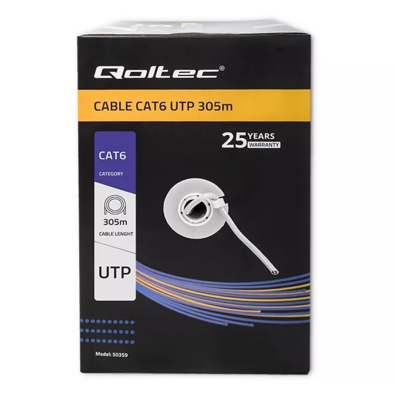 Qoltec 50359 Cat.6 UTP cable, 305 m, gris, PVC