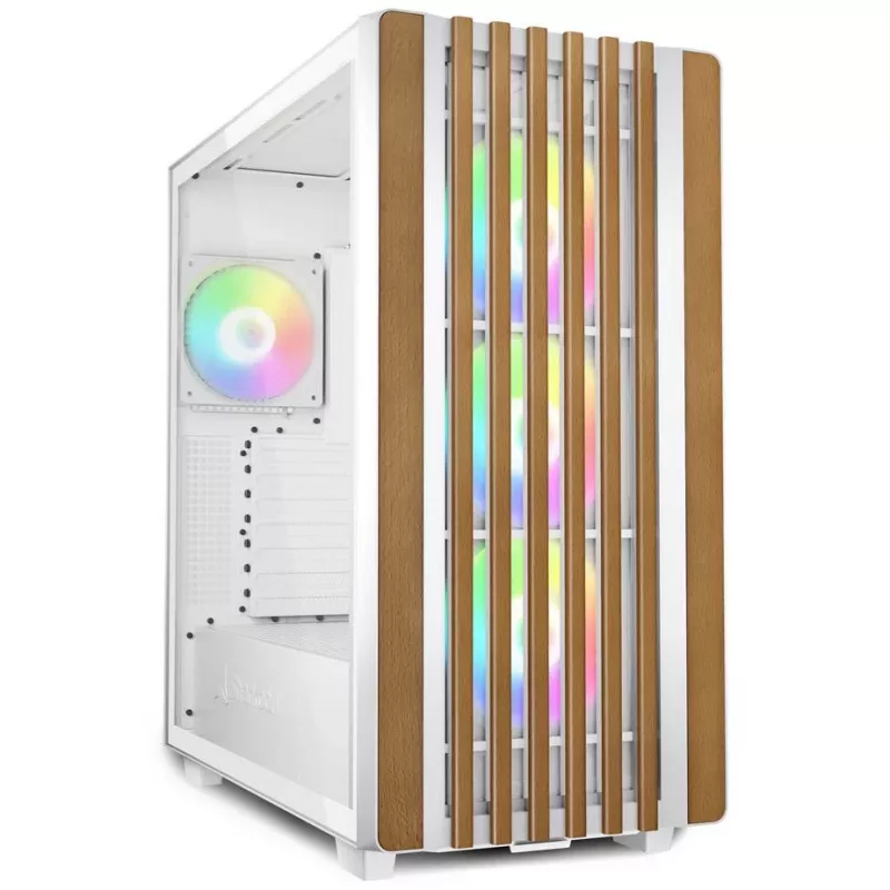 Sharkoon REBEL C70G RGB Torre Completa White, Wood