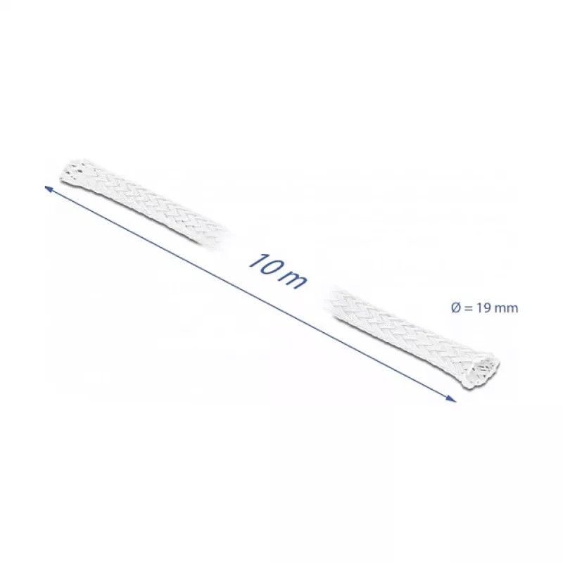 Funda trenzada DeLOCK 20805 10 m x 19 mm blanca