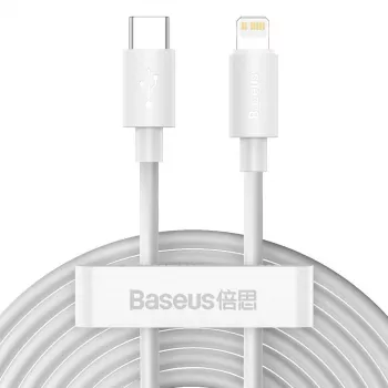 Kit de cables de datos Baseus Simple Wisdom USB-C a Lightning PD 20W (2 uds./set) 1,5m blanco