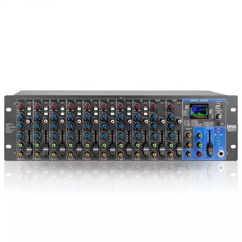 RM12 FX - Mezclador analógico con Bluetooth DSP EQ MP3 Phantom, 12 canales