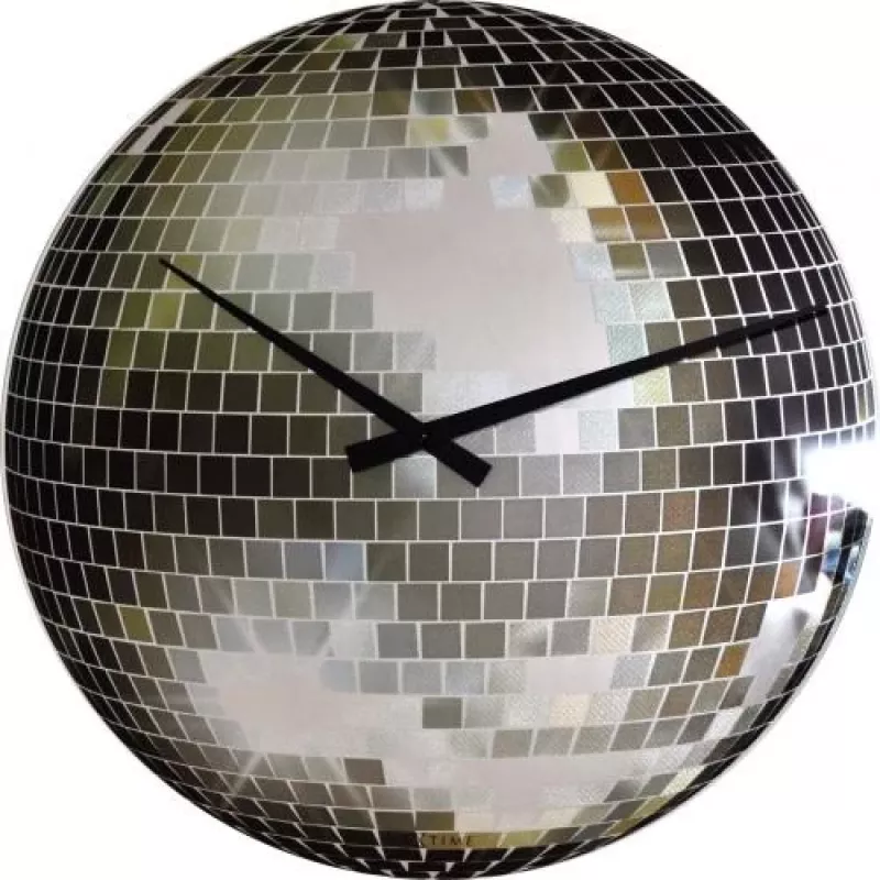 Reloj NeXtime 8801 Small Disco, Ø30 cm, pared, plata